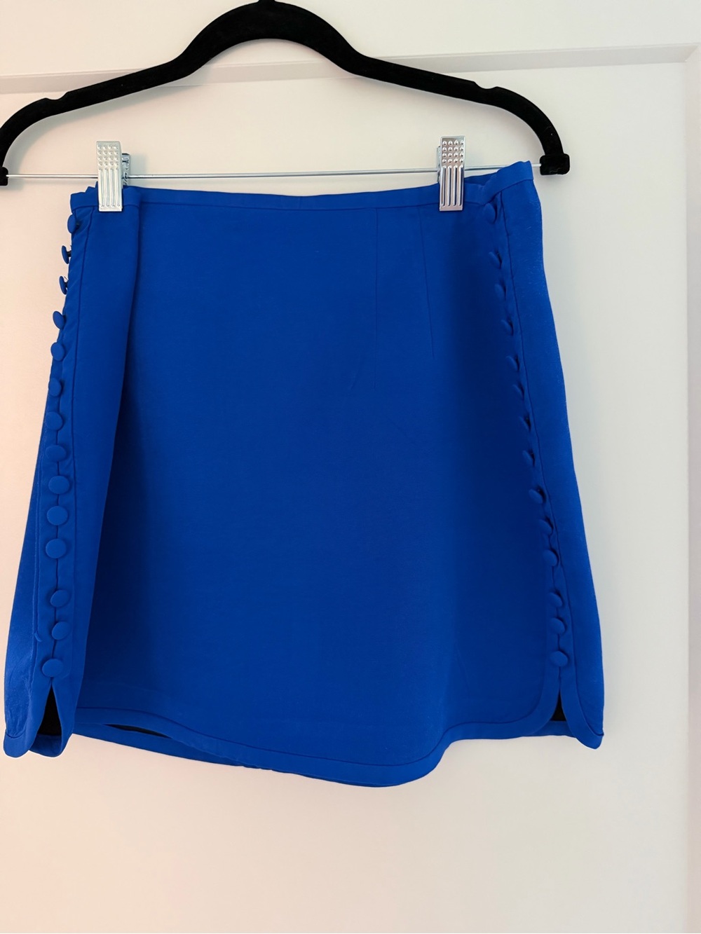Zara Royal Blue Mini Skirt with Button-Trim Sides